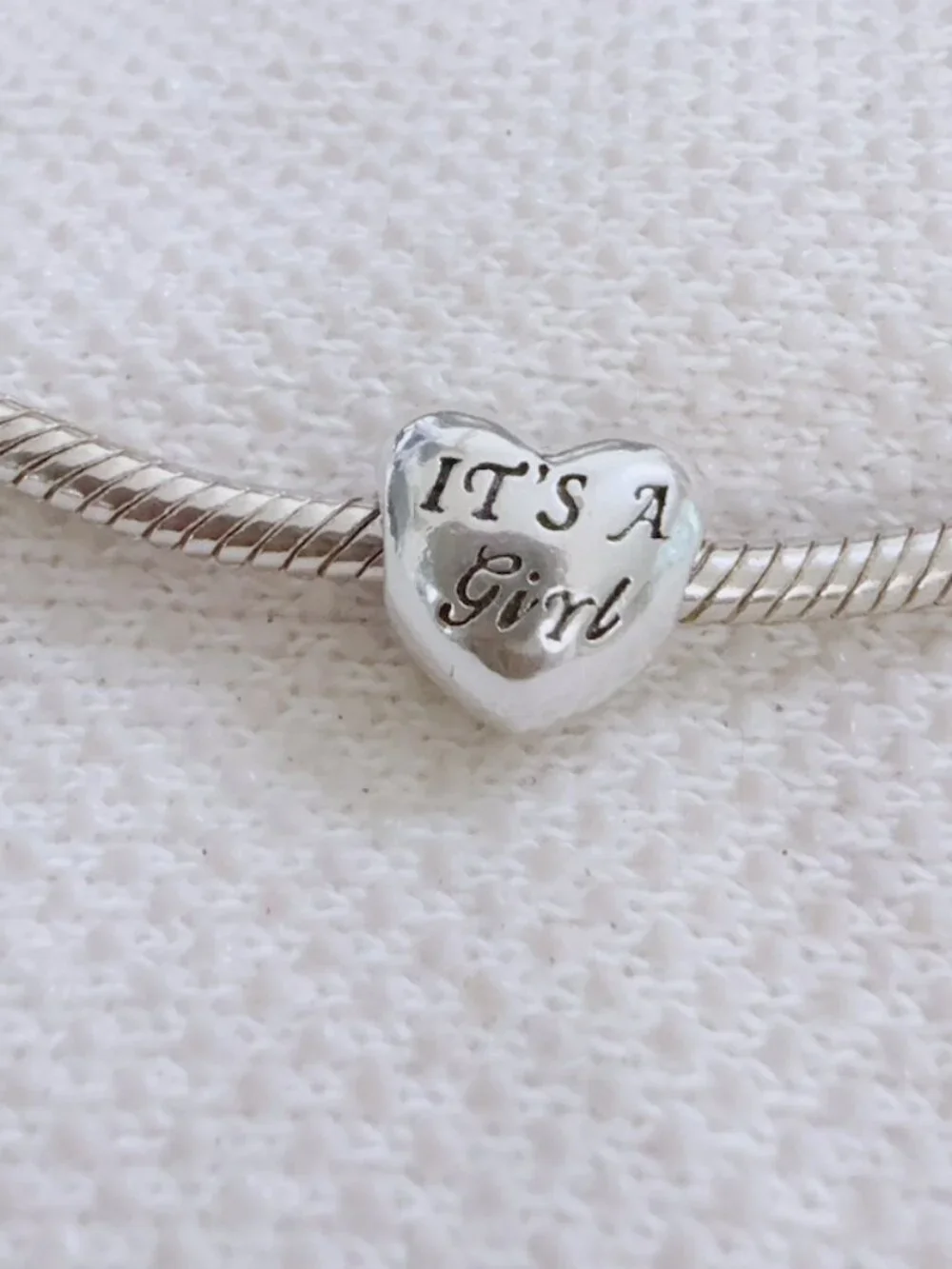 It’s a Girl Handprint Heart Charm Silver Charm For Pandora Bracelet